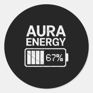 Pegatina Redonda Energía Aura a 67 divertido meme Seis Siete Gen Al