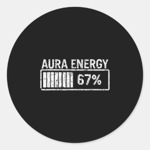 Pegatina Redonda Energía Aura a 67 Funny Six Seven Meme Gen Alpha S