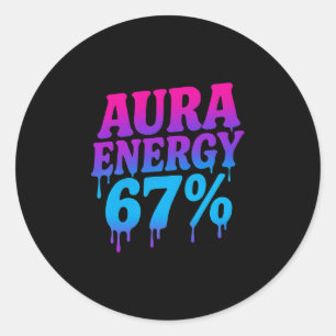 Pegatina Redonda Energía Aura a 67 Meme Divertido Seis Siete Aura F