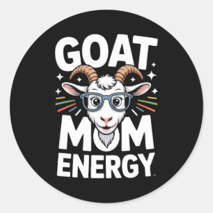 Pegatina Redonda Energía de Mamá Cabra Gles Espectáculo Divertido C