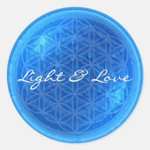 Pegatina Redonda Energía del agua con flor de vida Luz y amor