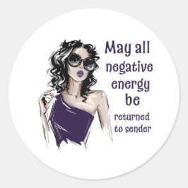 Pegatina Redonda Energía negativa a devolver al remitente