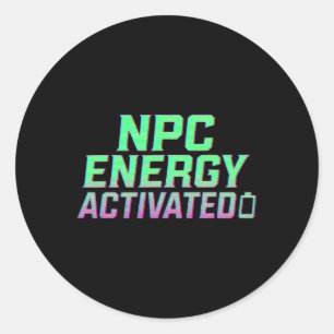 Pegatina Redonda Energía Npc Activada Estética Divertida Gamer Rgb