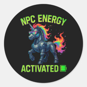 Pegatina Redonda Energía Npc Activada Estética Divertida Gamer Rgb