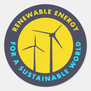 Pegatina Redonda Energía Renovable Para Un Mundo Sostenible