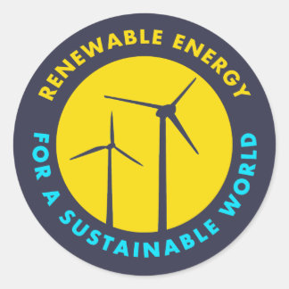 Pegatina Redonda Energía Renovable Para Un Mundo Sostenible