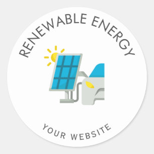 Pegatina Redonda Energía renovable Texto simple