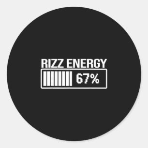 Pegatina Redonda Energía Rizz Al 67 Meme Divertido Seis Siete Gen A