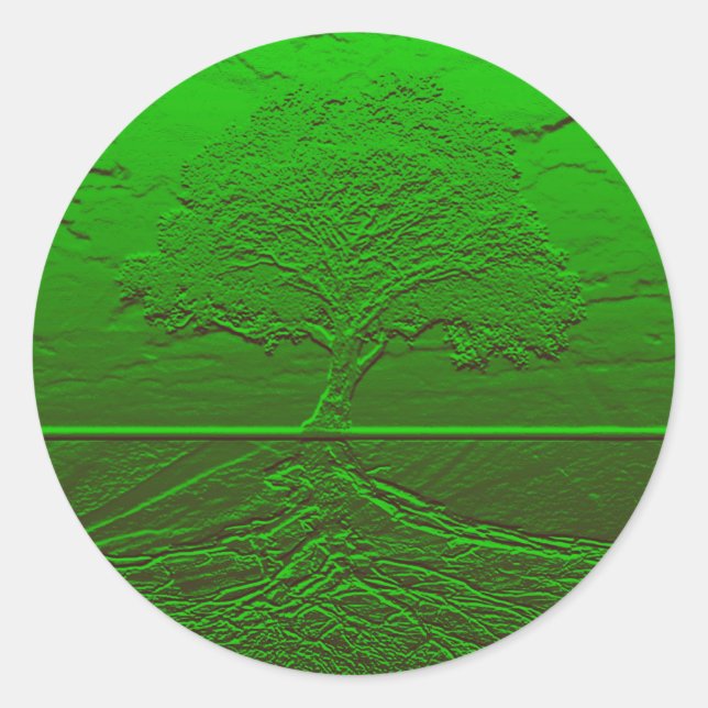 Pegatina Redonda Energía verde del árbol de la vida (Anverso)