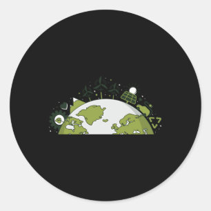 Pegatina Redonda Energía y amplificador renovables; reciclado - Med