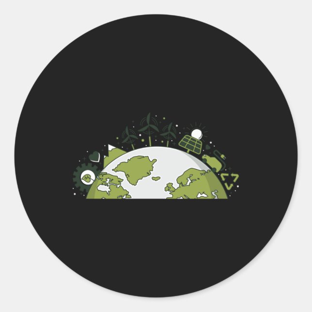 Pegatina Redonda Energía y amplificador renovables; reciclado - Med (Anverso)