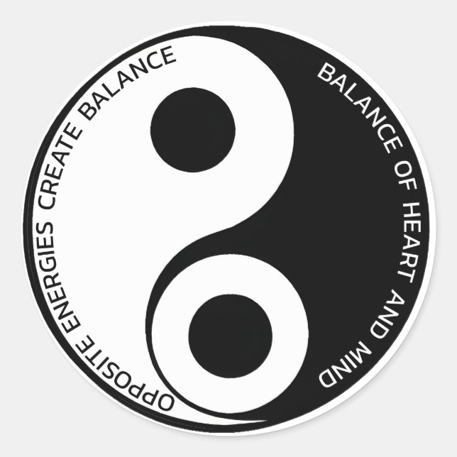 Pegatina Redonda Energías opuestas, Crear Balance Yin Yang (Anverso)