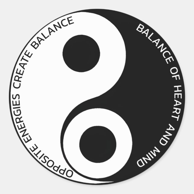 Pegatina Redonda Energías opuestas, Crear Balance Yin Yang (Anverso)