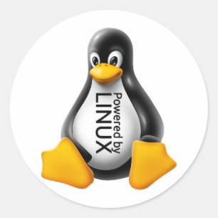 Pegatina Redonda Energizado por Linux