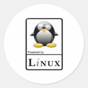 Pegatina Redonda Energizado por Linux