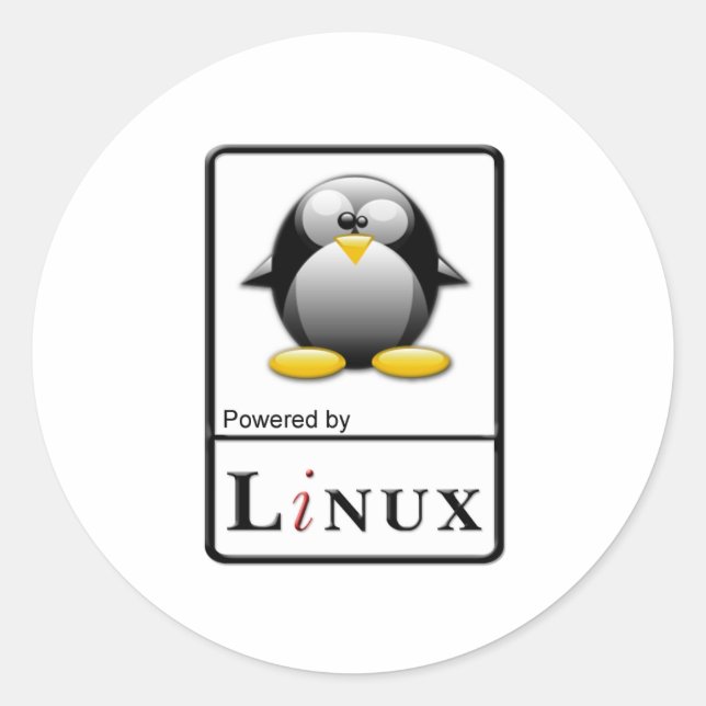 Pegatina Redonda Energizado por Linux (Anverso)