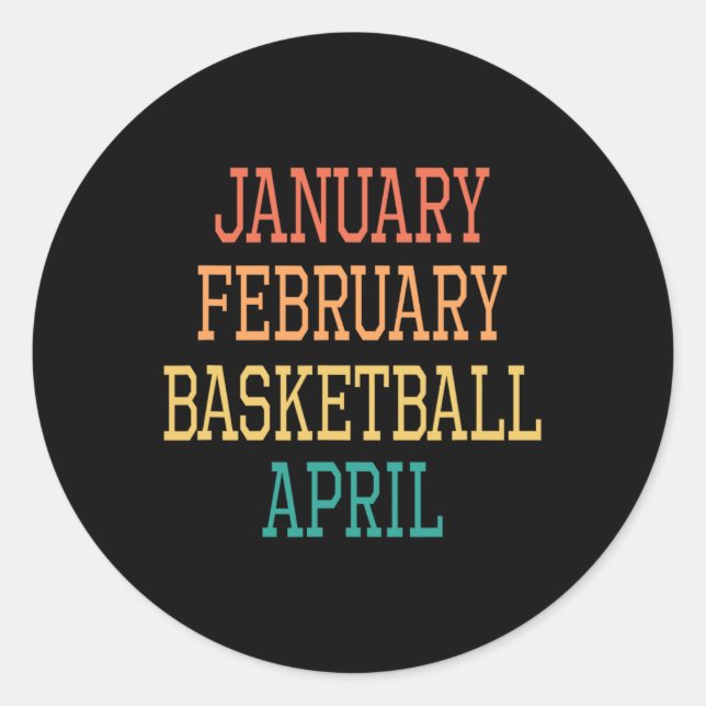 Pegatina Redonda Enero Febrero Baloncesto Abril para todos los balo (Anverso)