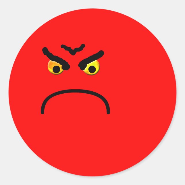 Pegatina Redonda Enfadado (Anverso)