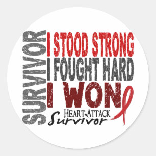 Pegatina Redonda Enfermedad cardíaca del superviviente 4 del ataqu