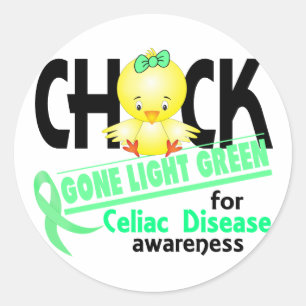Pegatina Redonda Enfermedad Celial Chick Gone Light Green 2