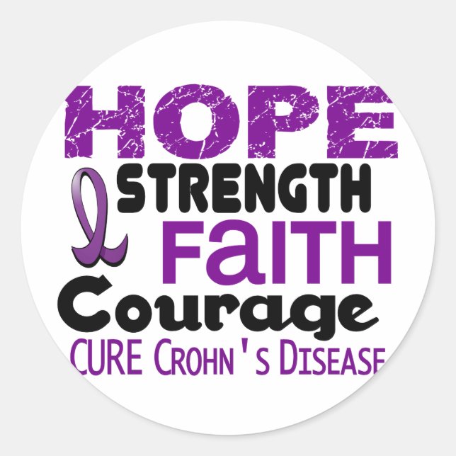 Pegatina Redonda Enfermedad de Crohn HOPE 3 (Anverso)