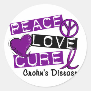 PEGATINA REDONDA ENFERMEDAD DE LA CURACIÓN CROHNS DEL AMOR DE LA