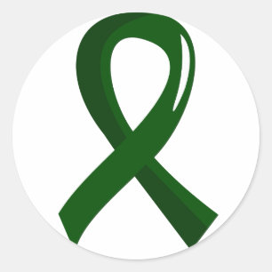 Pegatina Redonda Enfermedad hepática Cinta verde esmeralda 3