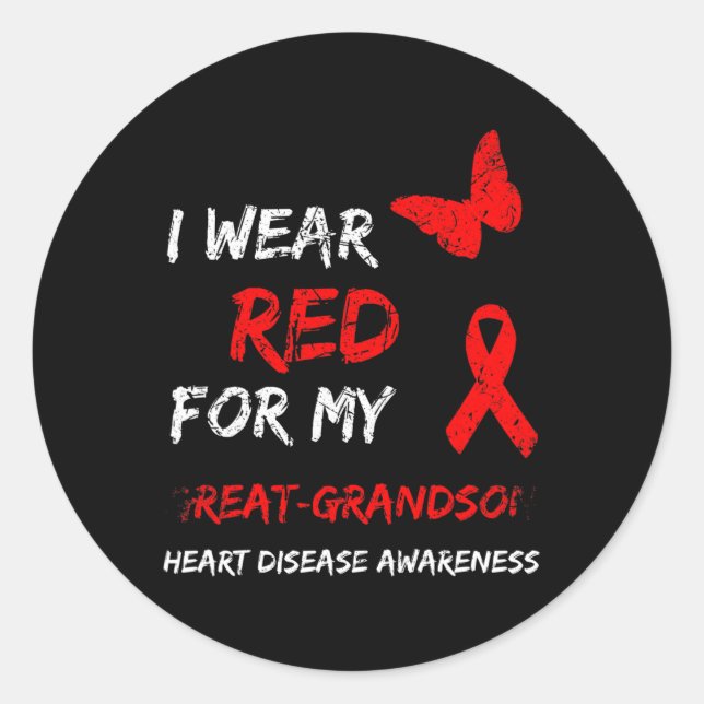 Pegatina Redonda Enfermedad Que Uso Rojo Para Mi Gran Nieto Cinta (Anverso)