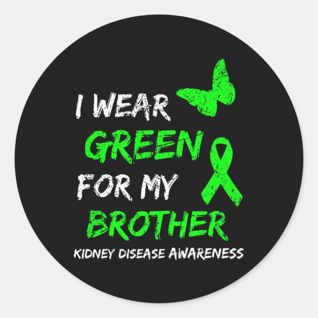 Pegatina Redonda Enfermedad Que Uso Verde Para Mi Cinta Hermana (Anverso)