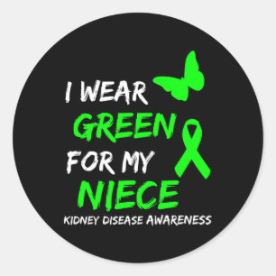 Pegatina Redonda Enfermedad Renal Que Uso Verde Para Mi Cinta De Ni