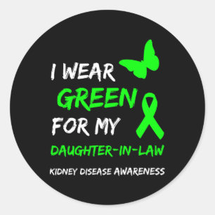 Pegatina Redonda Enfermedad renal que uso verde para mi cuñada