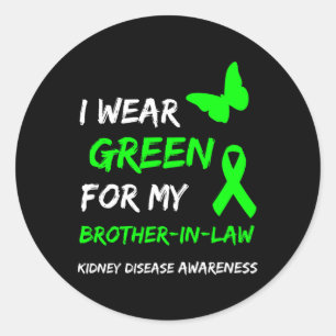 Pegatina Redonda Enfermedad renal que uso verde para mi cuñado