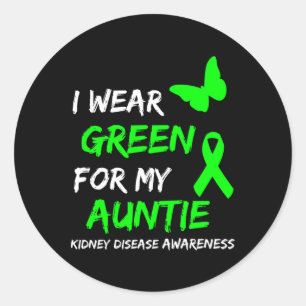 Pegatina Redonda Enfermedad Renal Que Uso Verde Para Mi Tía Cinta