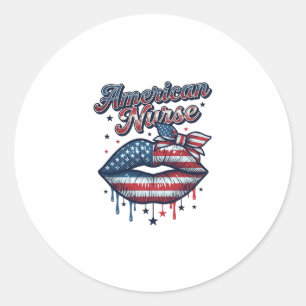 Pegatina Redonda Enfermera Americana Diseño de Camiseta Vectorial L
