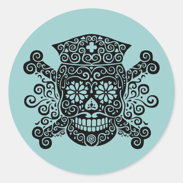 Pegatina Redonda Enfermera antigua del pirata (Anverso)