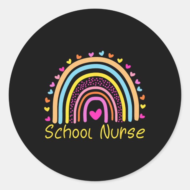 Pegatina Redonda Enfermera Boho Día de Enfermería Arcoiris De Vuelt (Anverso)