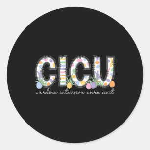 Pegatina Redonda Enfermera Cicu Pascua Enfermera Cuidados Intensivo