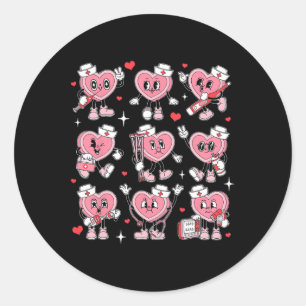 Pegatina Redonda Enfermera Corazón De Caramelo De San Valentín Er I