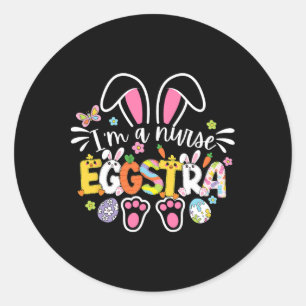 Pegatina Redonda Enfermera Cubana de Pascua Eggstra Equipo Médico B