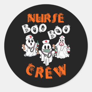 Pegatina Redonda Enfermera de Boo Scrub Graciosa Fantasma Halloween