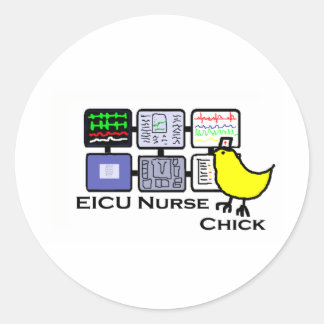 Pegatina Redonda Enfermera de enfermería de eICU