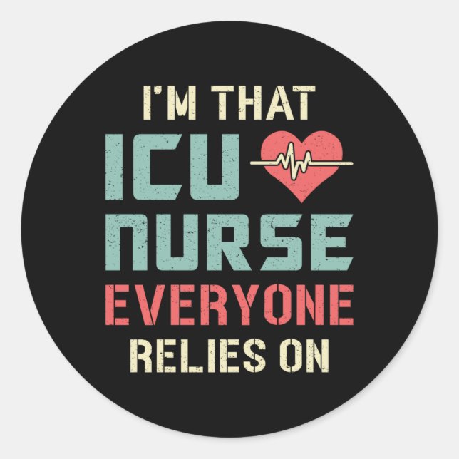 Pegatina Redonda Enfermera de enfermería de la UCI Ambulancia de em (Anverso)