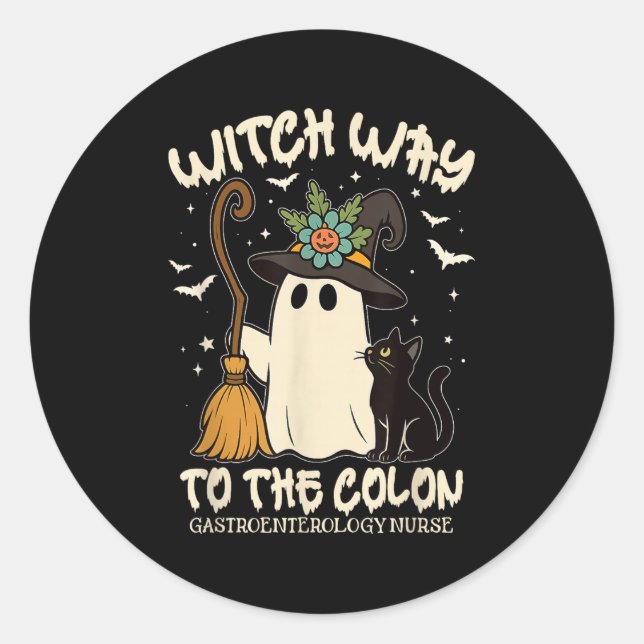 Pegatina Redonda Enfermera de gastroenterología Enfermería de Hallo (Anverso)