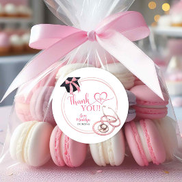 Pegatina Redonda Enfermera de graduación de Coquette Rosa Gracias P