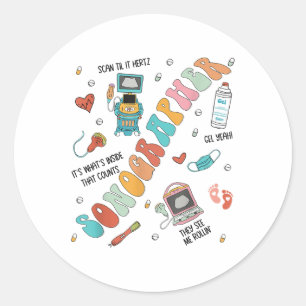 Pegatina Redonda Enfermera de la Escuela de Sonógrafos Tecnológicos