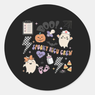 Pegatina Redonda Enfermera de NICU con fantasía retro Halloween Cal