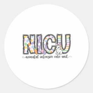 Pegatina Redonda Enfermera de Nicu Pascua Primavera Unidad de Cuida