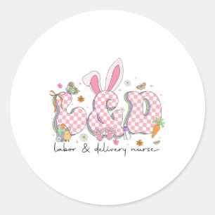 Pegatina Redonda Enfermera de Pascua Vida Labor Y Parto Nicu Enferm