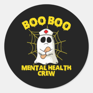 Pegatina Redonda Enfermera de salud mental de disfraces de Hallowee