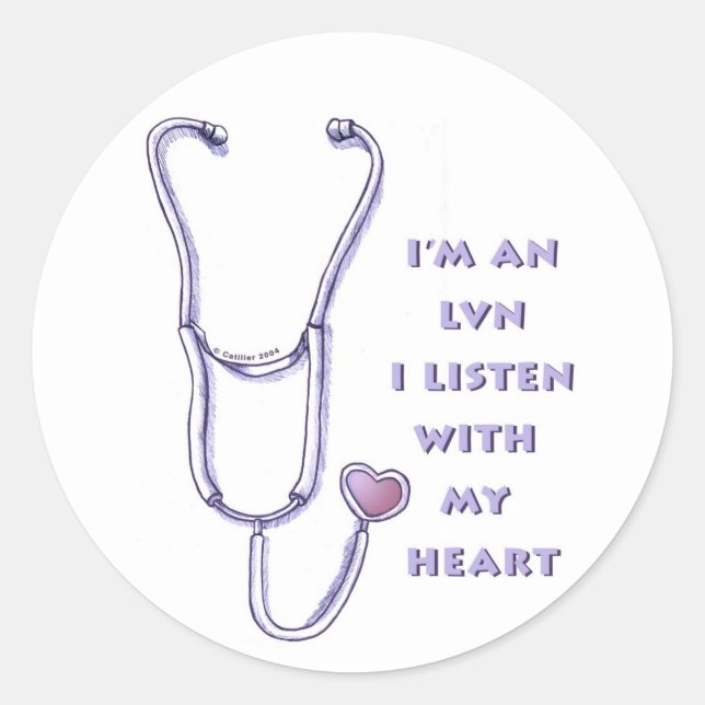 Pegatina Redonda Enfermera de Stethoscope (Anverso)